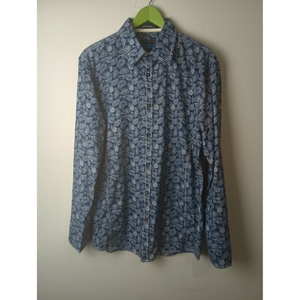 Roar Signature Mens Blue Paisley Button Down Shirt Sensible W212036 Size M